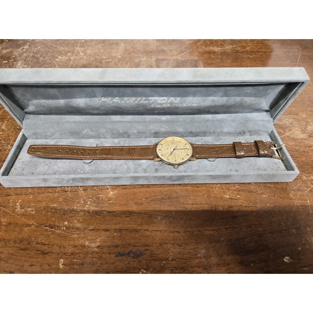 Hamilton H&T 8702 Railroad Train Skyline Wristwatch Leather Band Untested